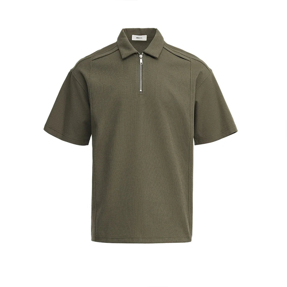 Kraftig Polo T-skjorte til Herre – Half-Zip &amp; 210g Premium Kvalitet