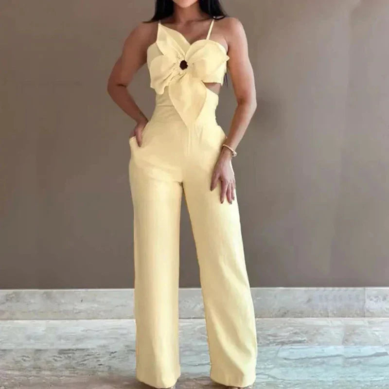 Jumpsuit med blomstret utringning