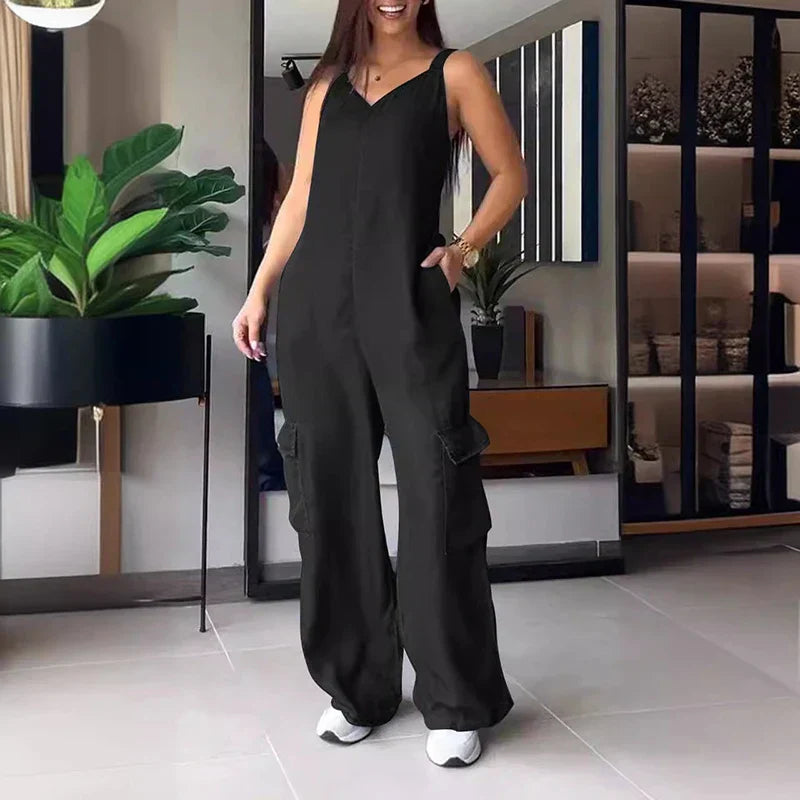 Forførende jumpsuit i denimimimitasjon
