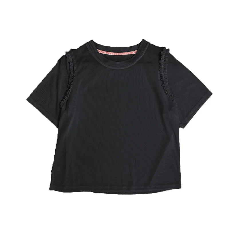 Lett Mesh T-skjorte til Dame – Kunstnerisk og Casual Sommertopp