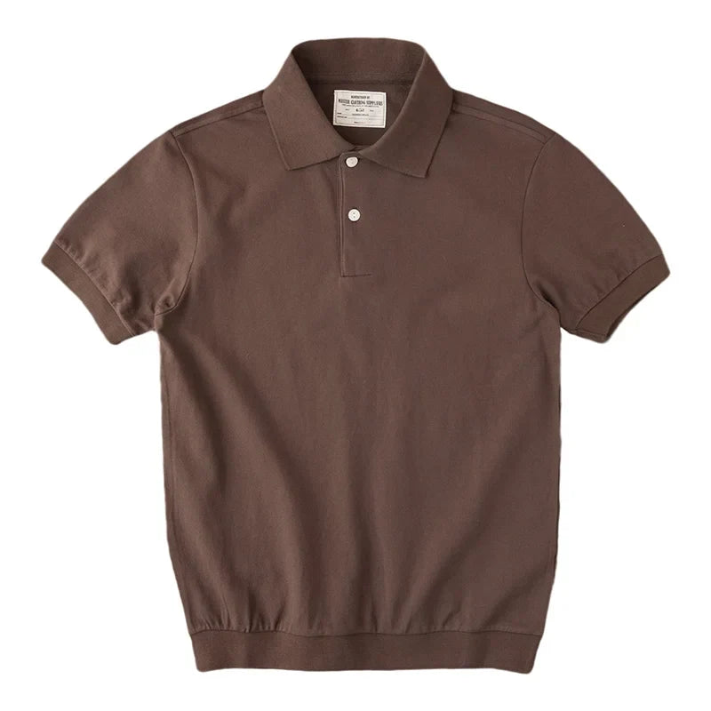 Retro Casual Polo T-skjorte til Herre – 100% Bomull, Kortermet Sommerstil