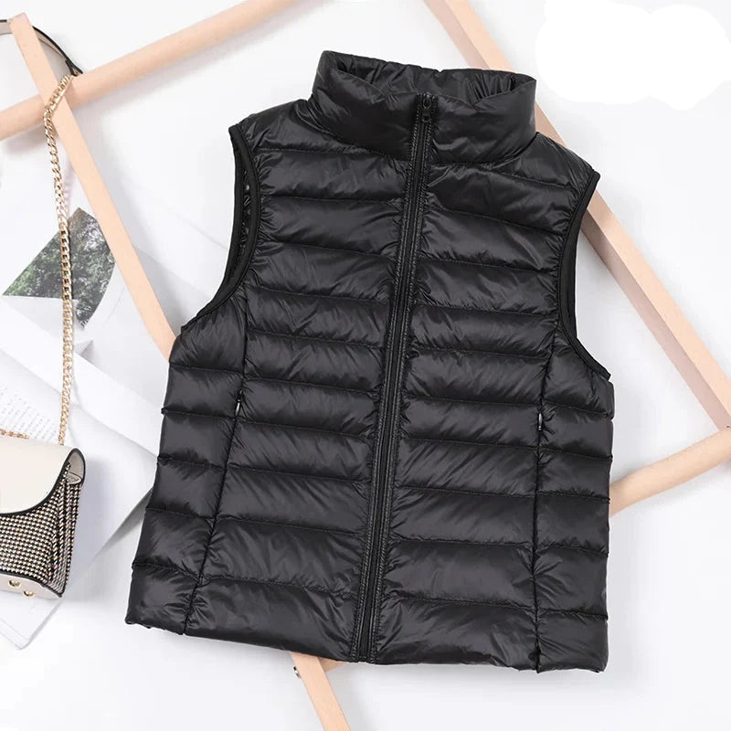 Dame Dunvest – Ultralett &amp; Varm i Hvit Andedun | Puffer Vest Høst/Vinter 2025 (opptil 8XL)