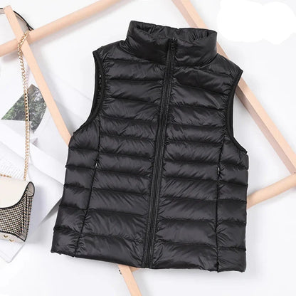 Dame Dunvest – Ultralett &amp; Varm i Hvit Andedun | Puffer Vest Høst/Vinter 2025 (opptil 8XL)