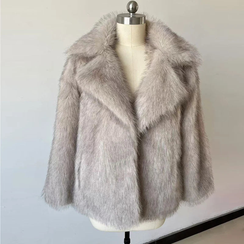 Lang Pelsjakke for Kvinner – Street Style Fluffy Fuskepels | Myk, Tykk og Varm Kåpe til Høst og Vinter