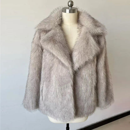 Lang Pelsjakke for Kvinner – Street Style Fluffy Fuskepels | Myk, Tykk og Varm Kåpe til Høst og Vinter