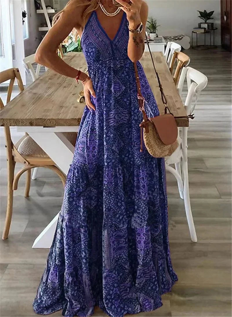 Maxikjole med boho-mønster