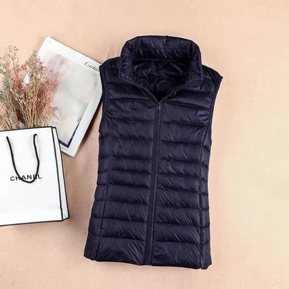 Dame Dunvest – Ultralett &amp; Varm i Hvit Andedun | Puffer Vest Høst/Vinter 2025 (opptil 8XL)