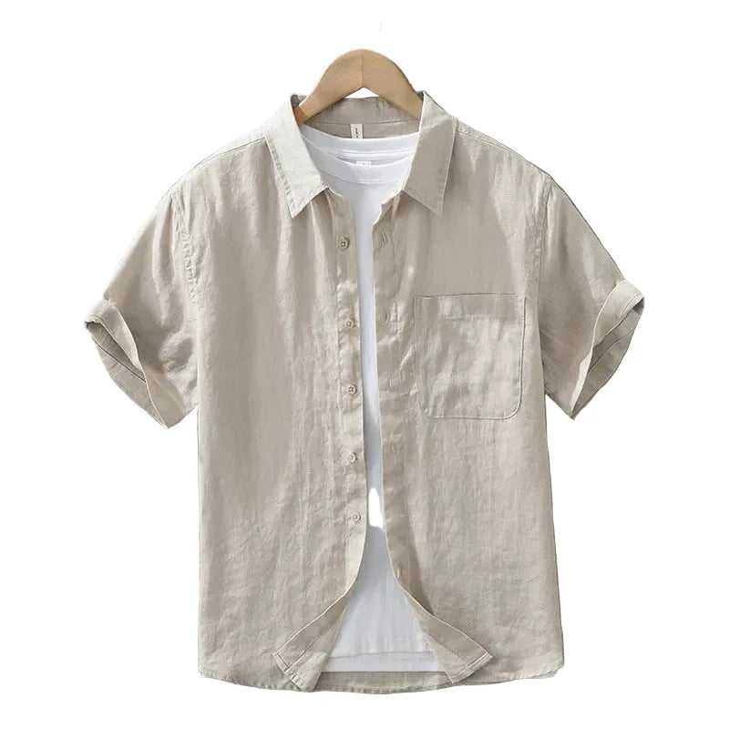 Linskjorte til Herre – 100% Lin, Kortermet &amp; Minimalistisk Sommerstil