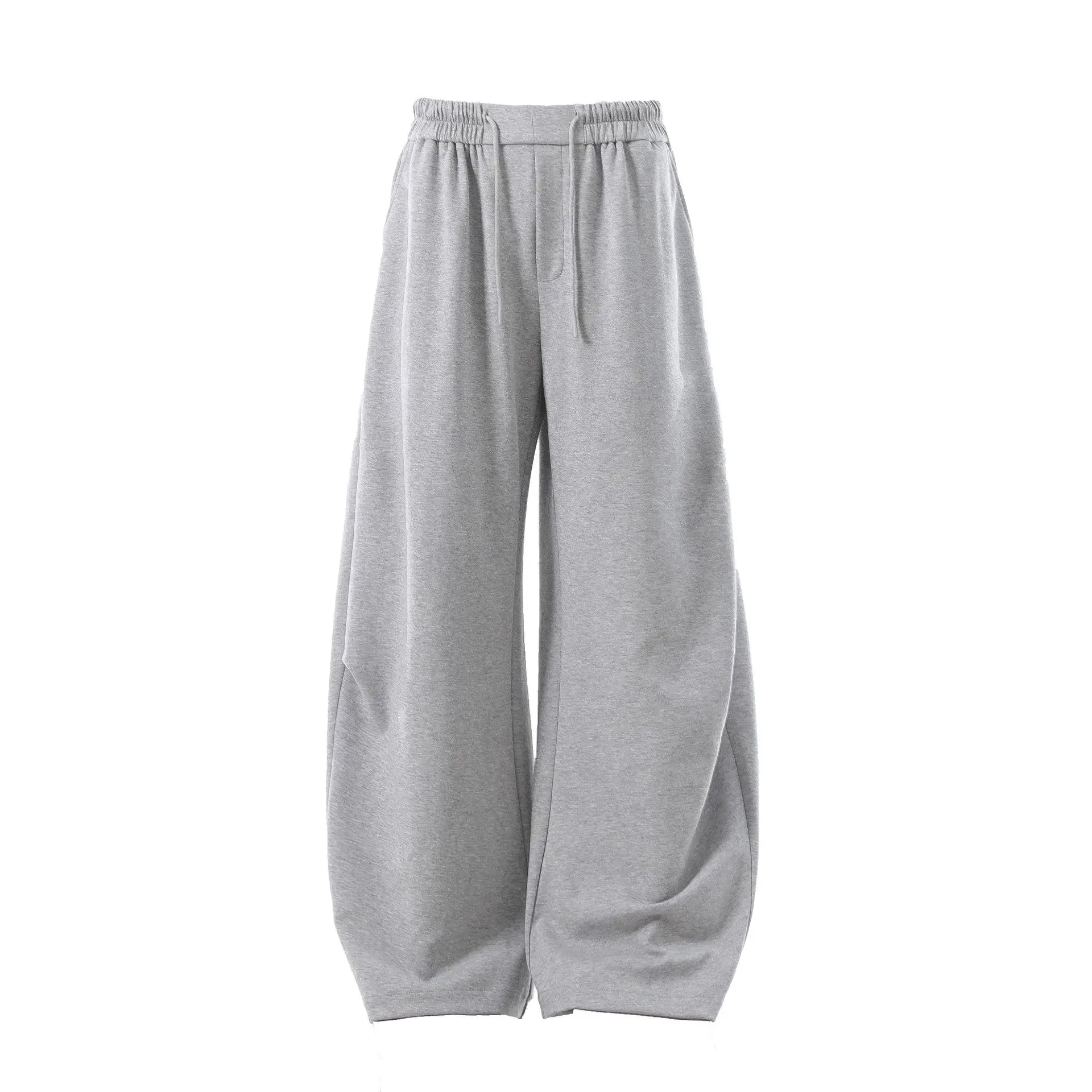Grå Baggy Joggebukser – Vide Unisex Bukser med Lang Snøring | Urban Streetwear med Buet “Lantern”-Design