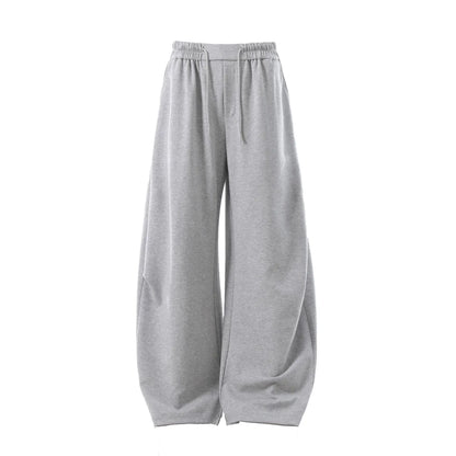 Grå Baggy Joggebukser – Vide Unisex Bukser med Lang Snøring | Urban Streetwear med Buet “Lantern”-Design