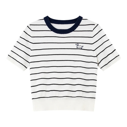 Stripete T-skjorte til Dame – Preppy Stil &amp; Strikket Komfort