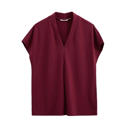 V-hals T-skjorte til Dame – Stretch &amp; Minimalistisk Design