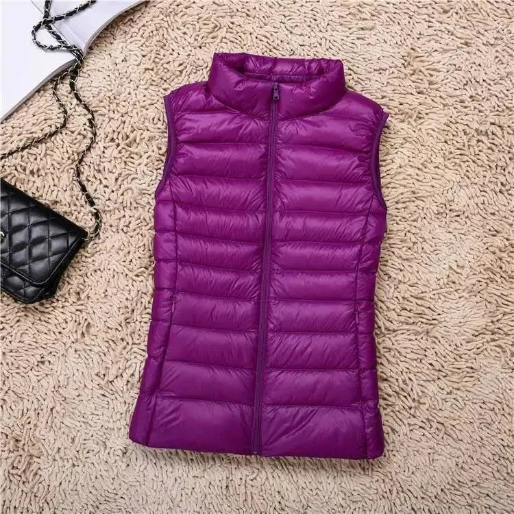 Dame Dunvest – Ultralett &amp; Varm i Hvit Andedun | Puffer Vest Høst/Vinter 2025 (opptil 8XL)
