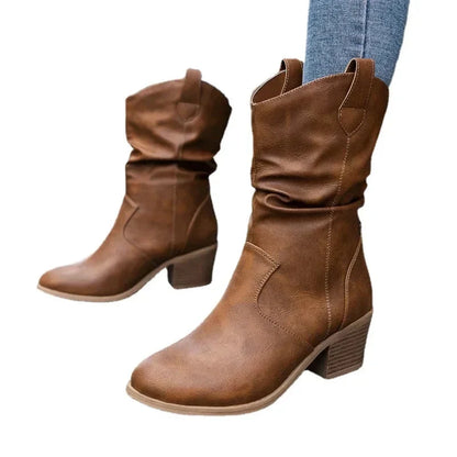 Klaerigo | Klassiske westernstøvler til midt på leggen