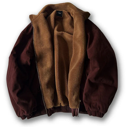Japansk Vintage Polarfleece Jakke – Herre Vinterjakke | Løs Passform &amp; Streetwear Stil