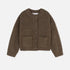 Klassisk strikkecardigan – rund hals, hel erme, løs passform (dame) – Khaki03