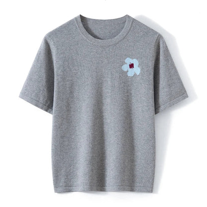 Bomulls T-skjorte til Dame – Løs Koreansk Casual Stil