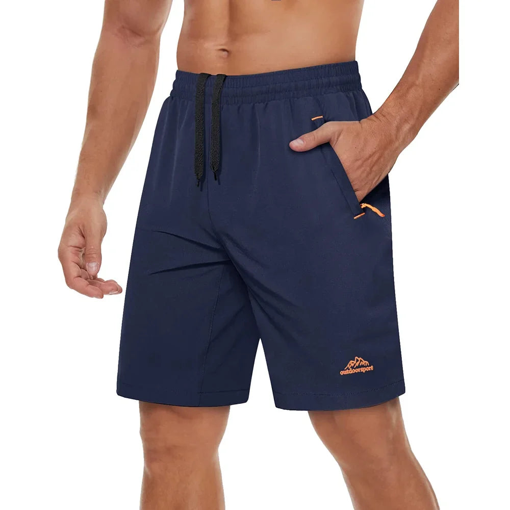Hurtigtørkende Treningsshorts for Herre – Sommershorts med Glidelåslommer til Løping, Gym og Tur