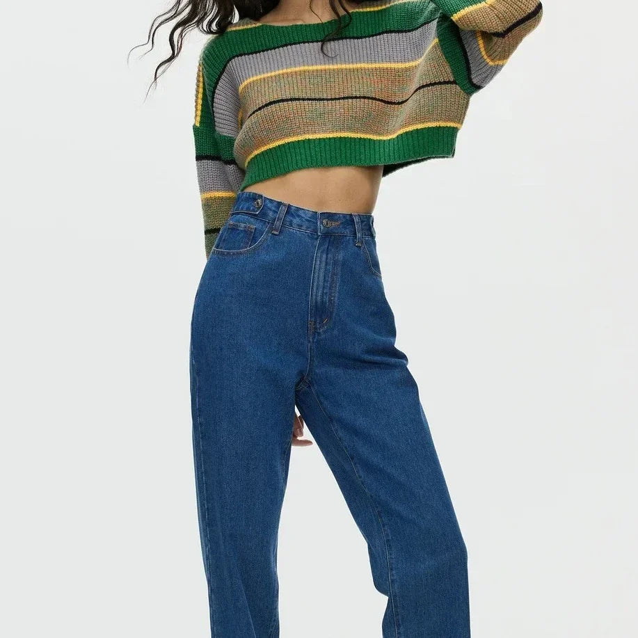 Y2K Strikkegenser for Dame – Stripete &amp; Tykk Pullover | Trendy E-girl Høst/Vinter 2025