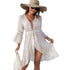 Sommerlig Heklet Boho Strandkimono – Åpen Blonde Cover-Up med Dusker – Svart