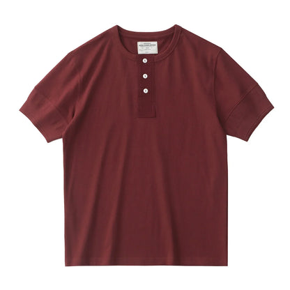 Retro Henley T-skjorte til Herre – Vasket Bomull med Amerikansk Vintage Stil