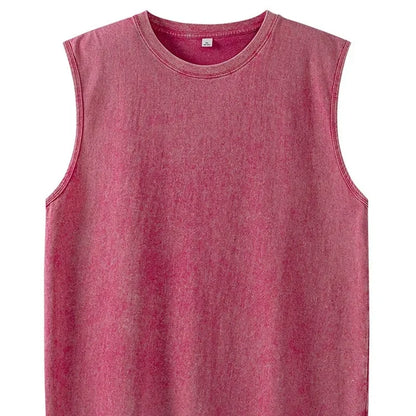 Vasket Bomulls Tank Top til Herre – Ermeløs Trenings- og Sommertopp