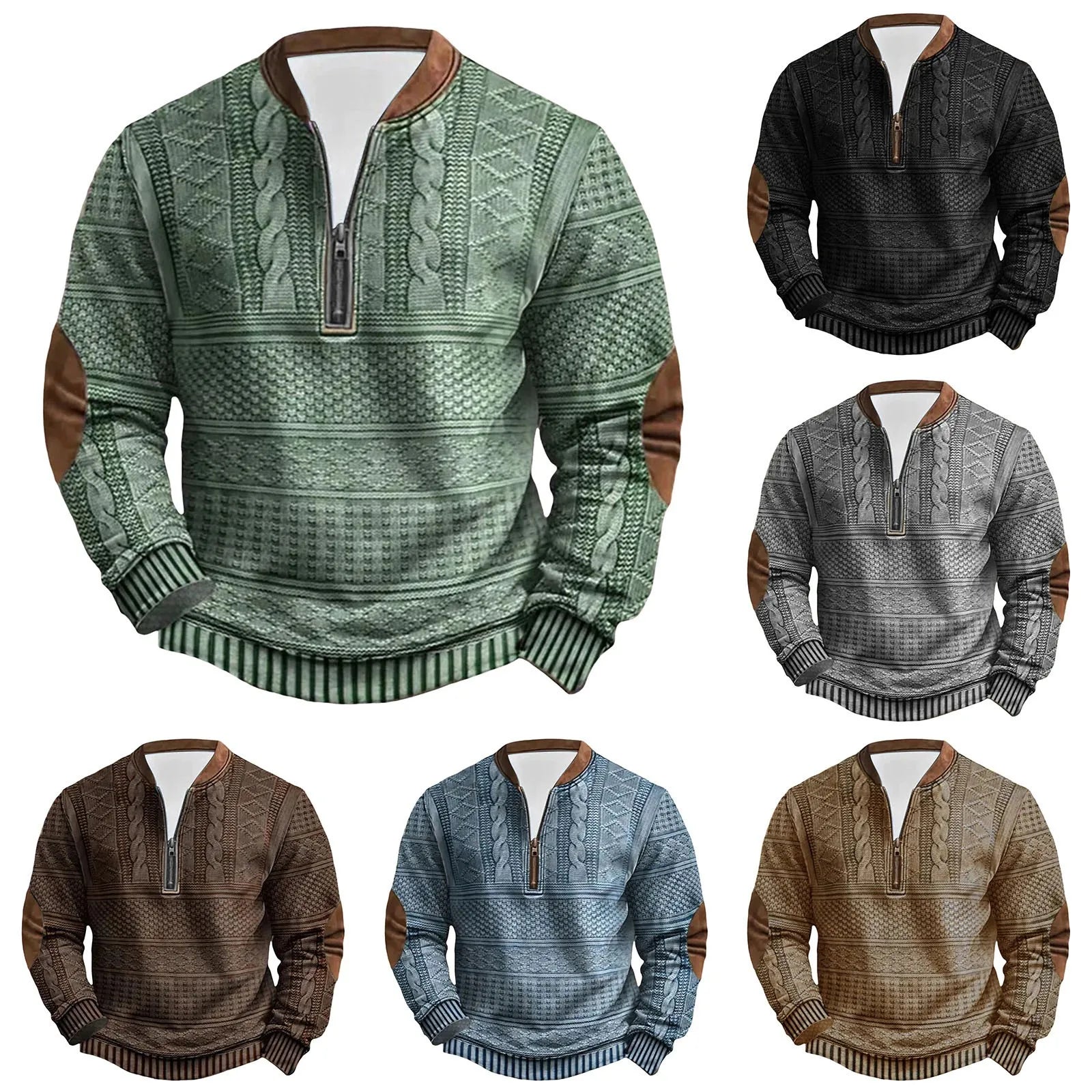 Trendy Oversized Genser for Menn – Langermet Pullover med Høy Krage | Varm og Stilren Vintergenser uten Hette – Svart