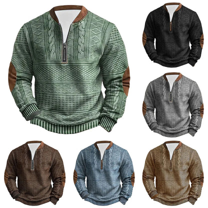 Trendy Oversized Genser for Menn – Langermet Pullover med Høy Krage | Varm og Stilren Vintergenser uten Hette – Svart