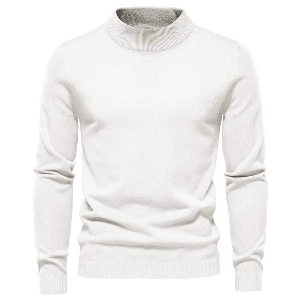 Myk Herregenser med Høy Hals – Ensfarget Vintergenser i Premium Kvalitet | Varm og Komfortabel Pullover for Menn