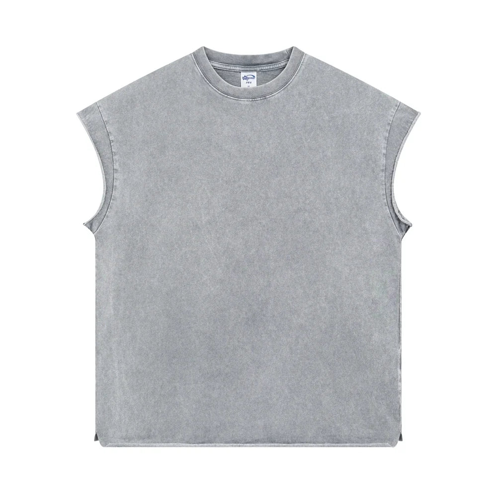 Oversized Batik Tank Top til Herre – 275gsm Vintage Sleeveless Vest