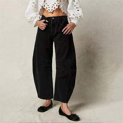Sloane | Cropped barrel leg-jeans i denim