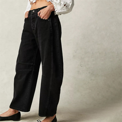 Sloane | Cropped barrel leg-jeans i denim