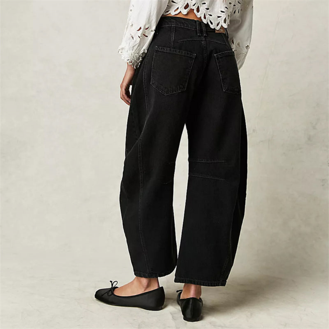 Sloane | Cropped barrel leg-jeans i denim