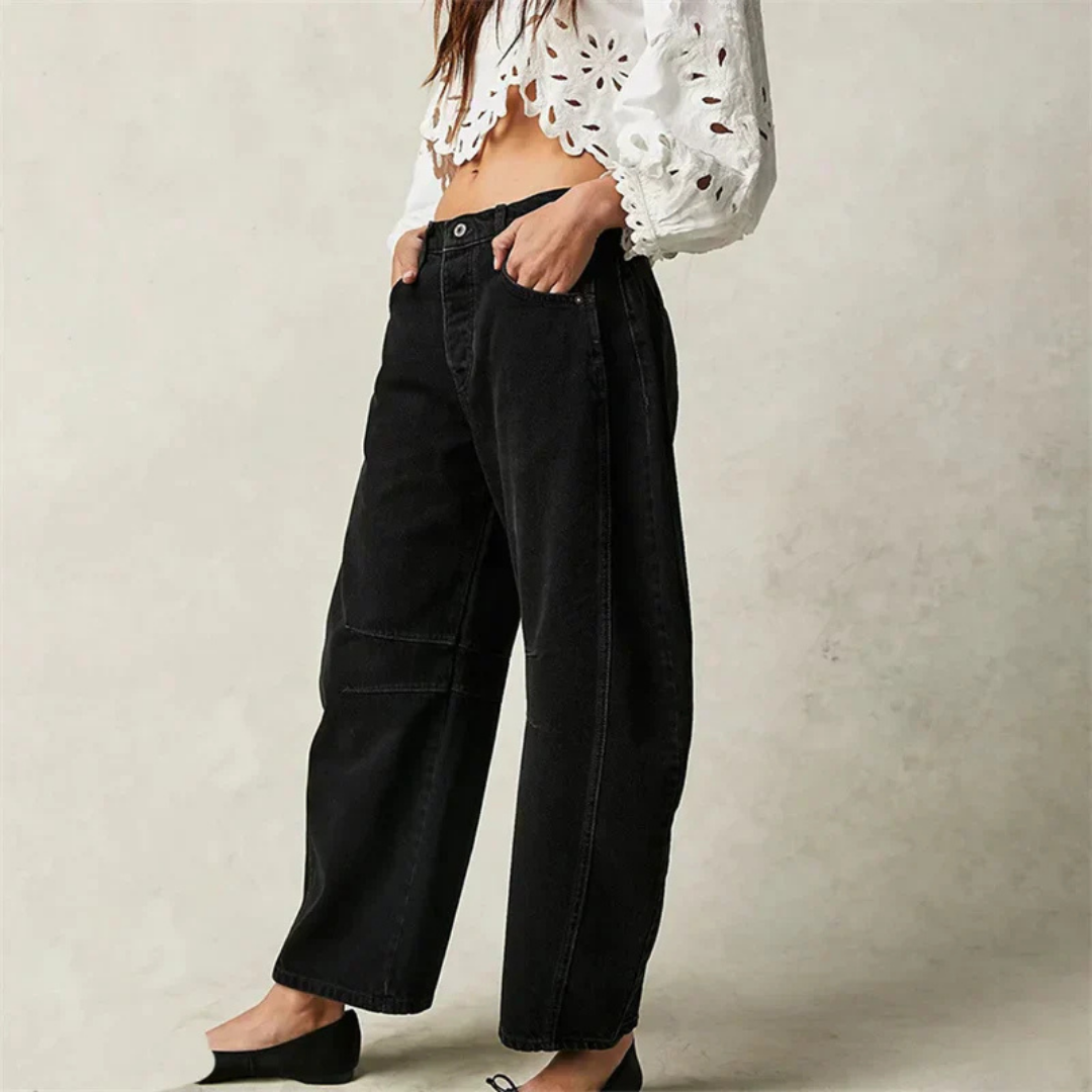 Sloane | Cropped barrel leg-jeans i denim