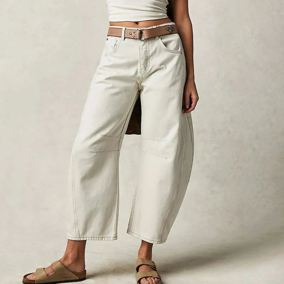 Sloane | Cropped barrel leg-jeans i denim
