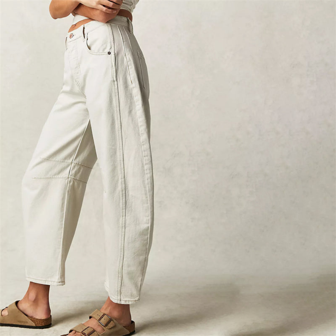 Sloane | Cropped barrel leg-jeans i denim