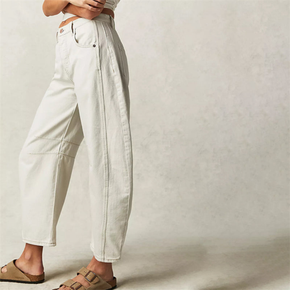 Sloane | Cropped barrel leg-jeans i denim