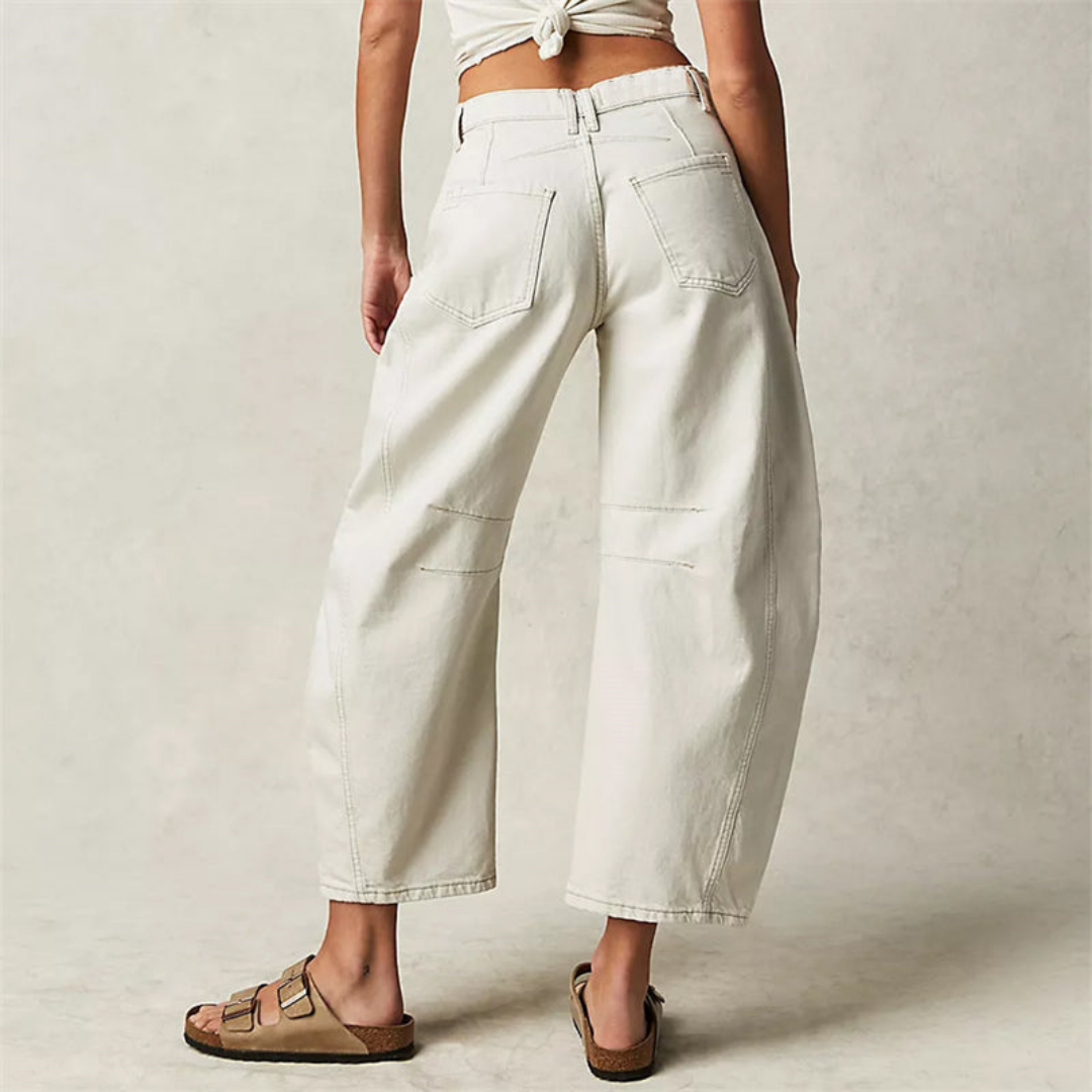 Sloane | Cropped barrel leg-jeans i denim