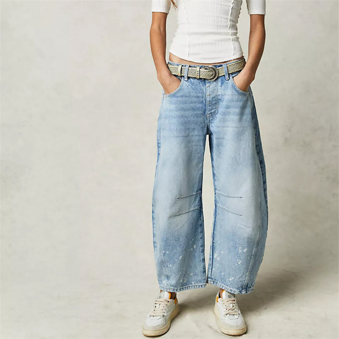 Sloane | Cropped barrel leg-jeans i denim