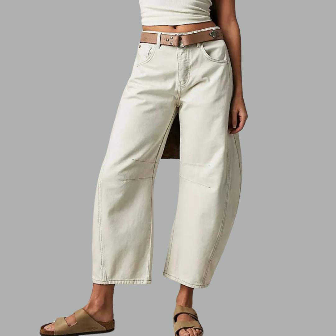 Sloane | Cropped barrel leg-jeans i denim