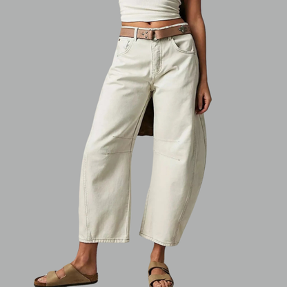 Sloane | Cropped barrel leg-jeans i denim