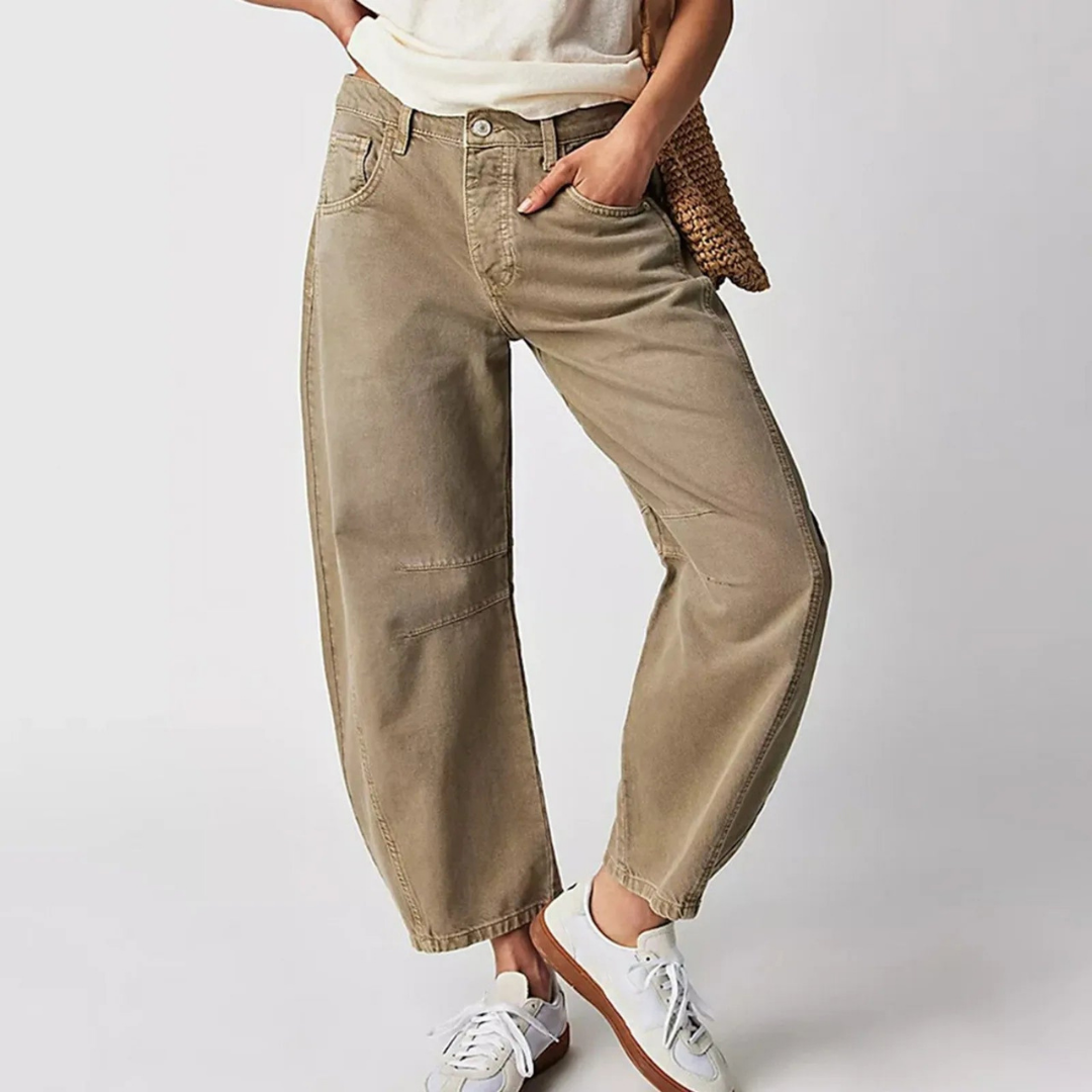 Sloane | Cropped barrel leg-jeans i denim