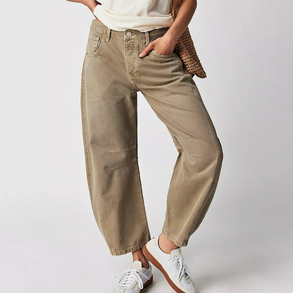 Sloane | Cropped barrel leg-jeans i denim