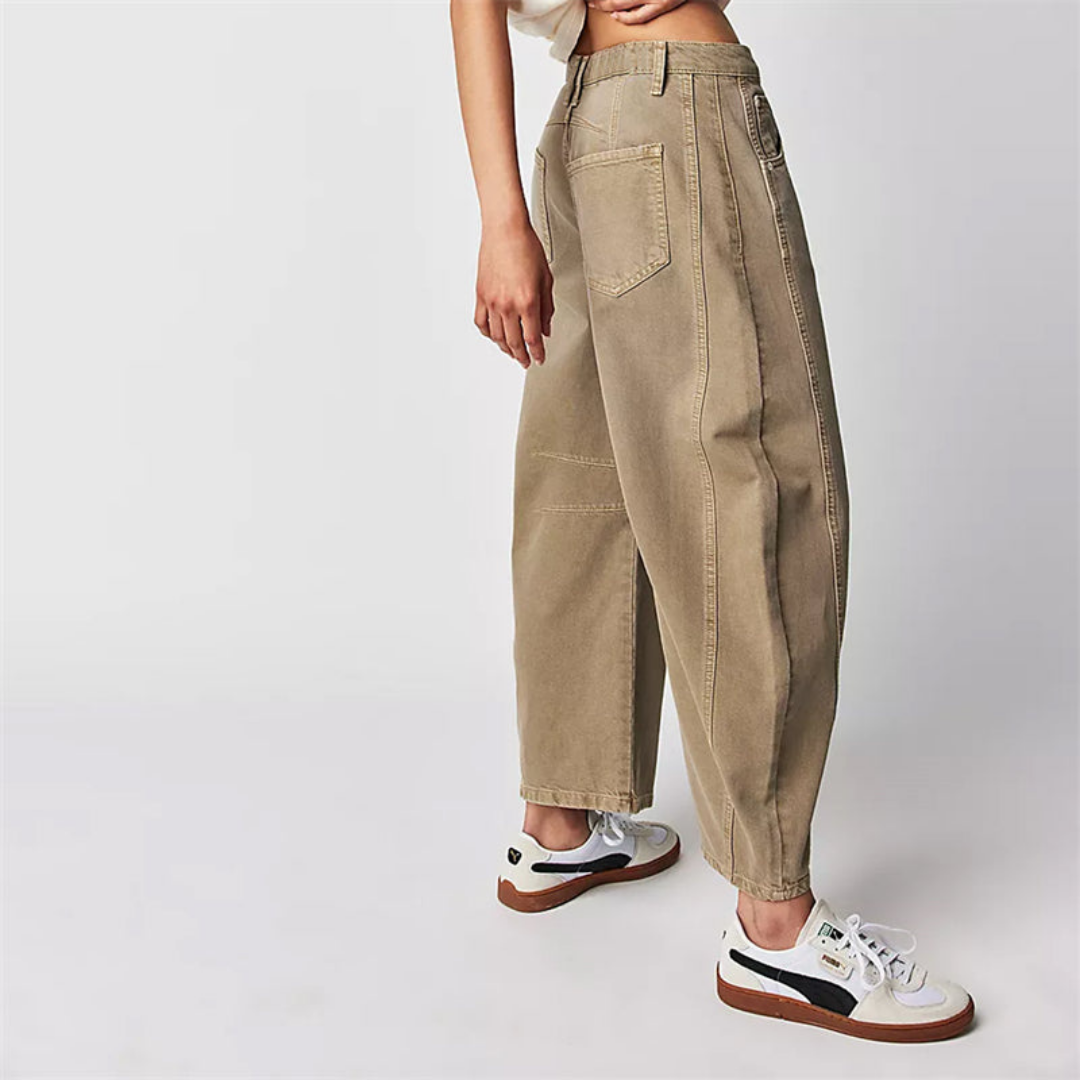 Sloane | Cropped barrel leg-jeans i denim