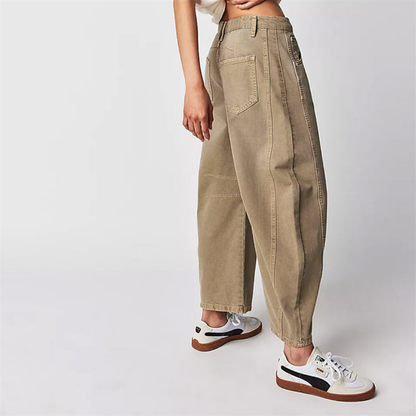 Sloane | Cropped barrel leg-jeans i denim