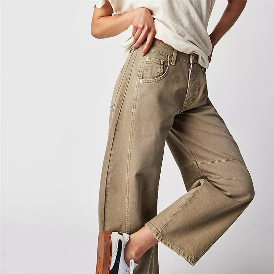 Sloane | Cropped barrel leg-jeans i denim