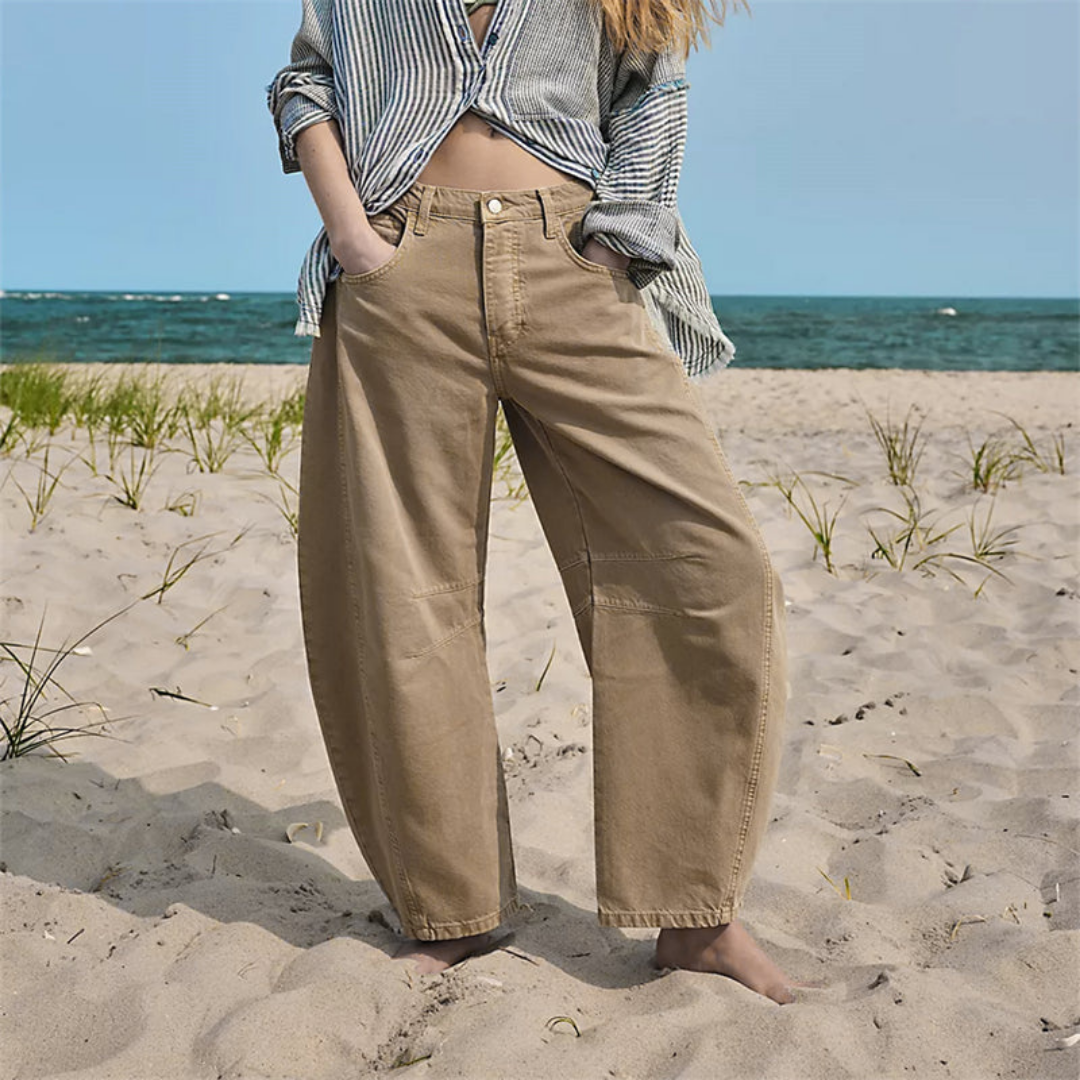 Sloane | Cropped barrel leg-jeans i denim