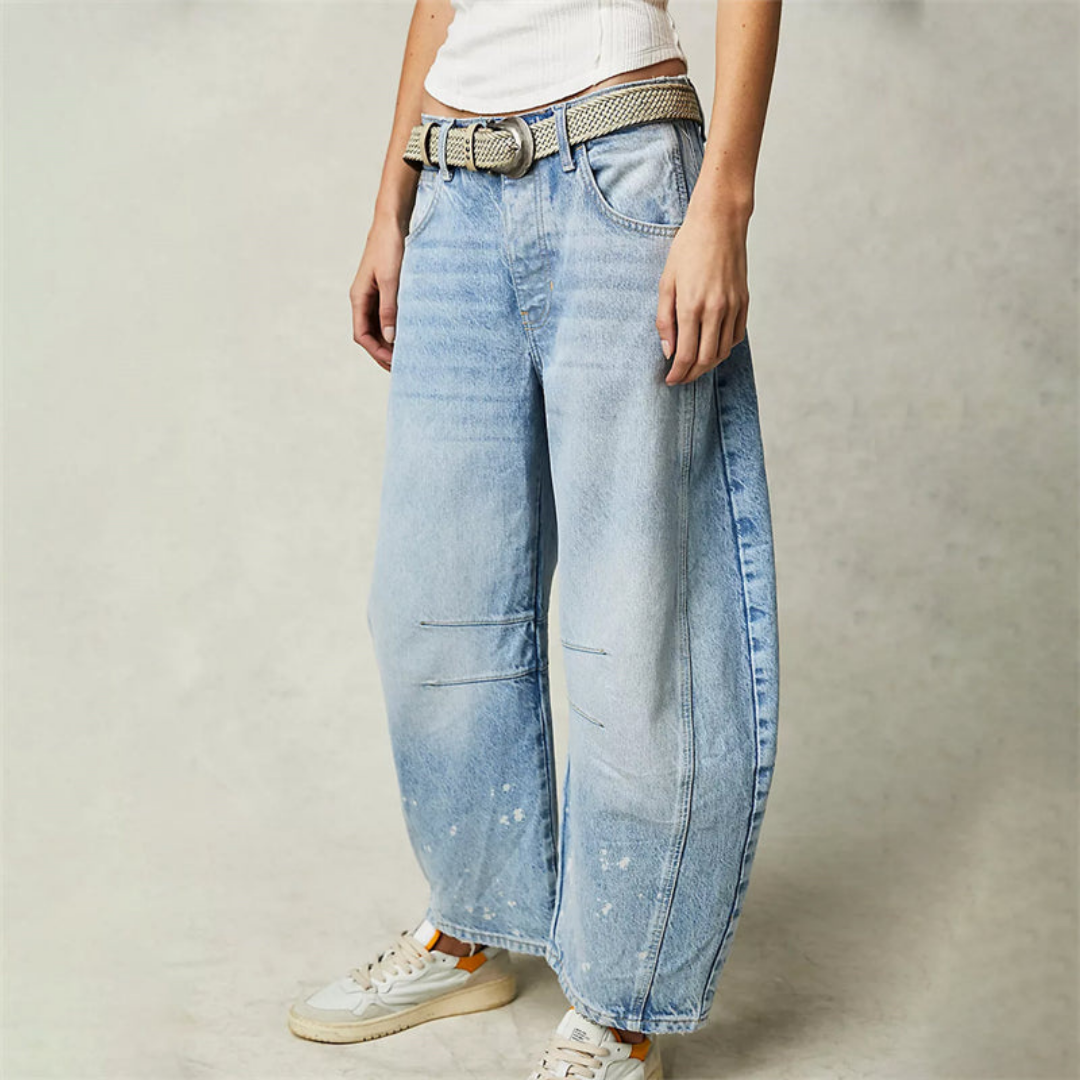 Sloane | Cropped barrel leg-jeans i denim