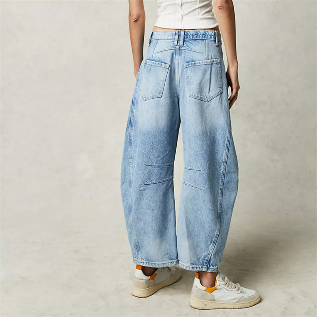 Sloane | Cropped barrel leg-jeans i denim