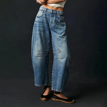 Sloane | Cropped barrel leg-jeans i denim